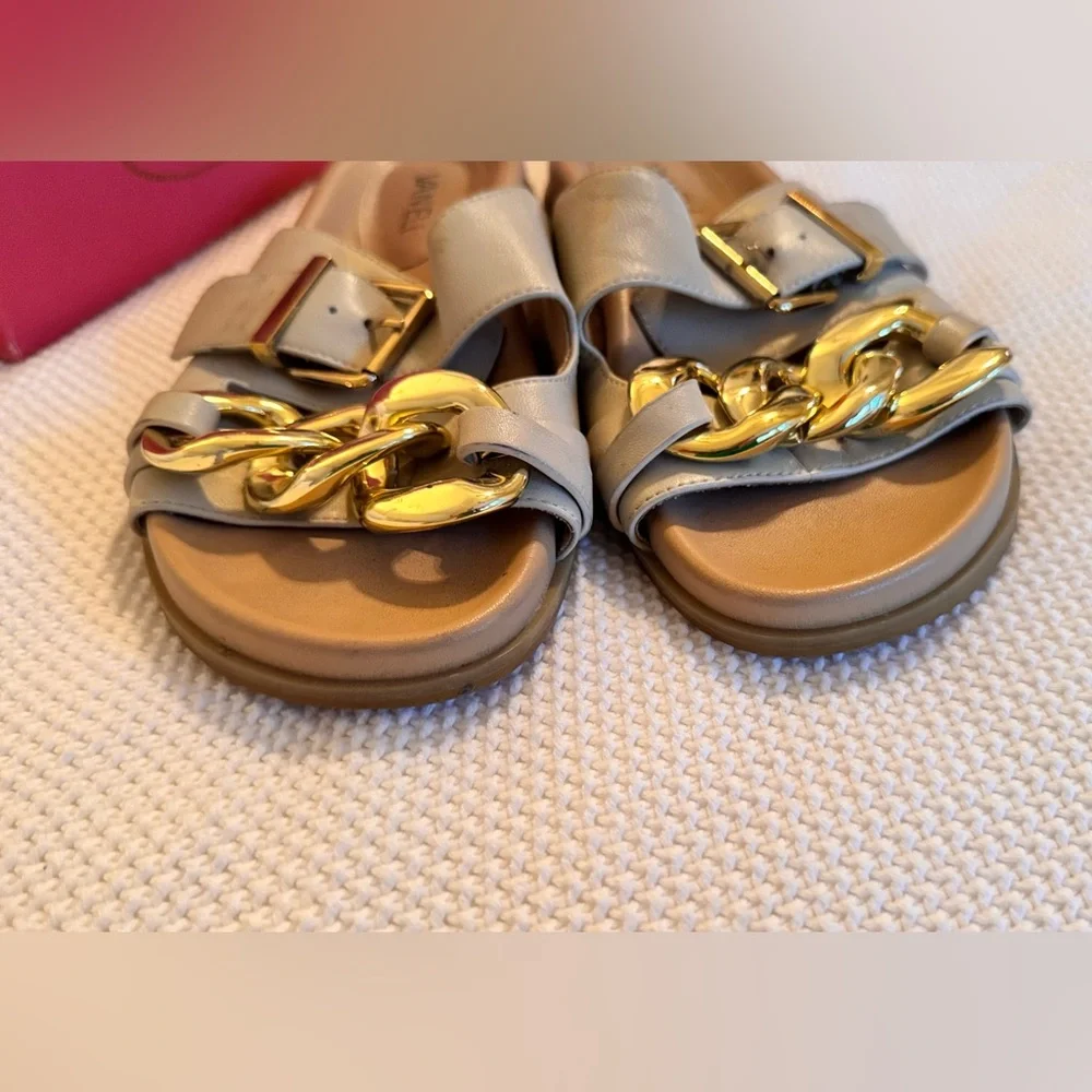 VANELI Farasy Soft Beige & Gold Chain Slide Sandals Women’s Shoes